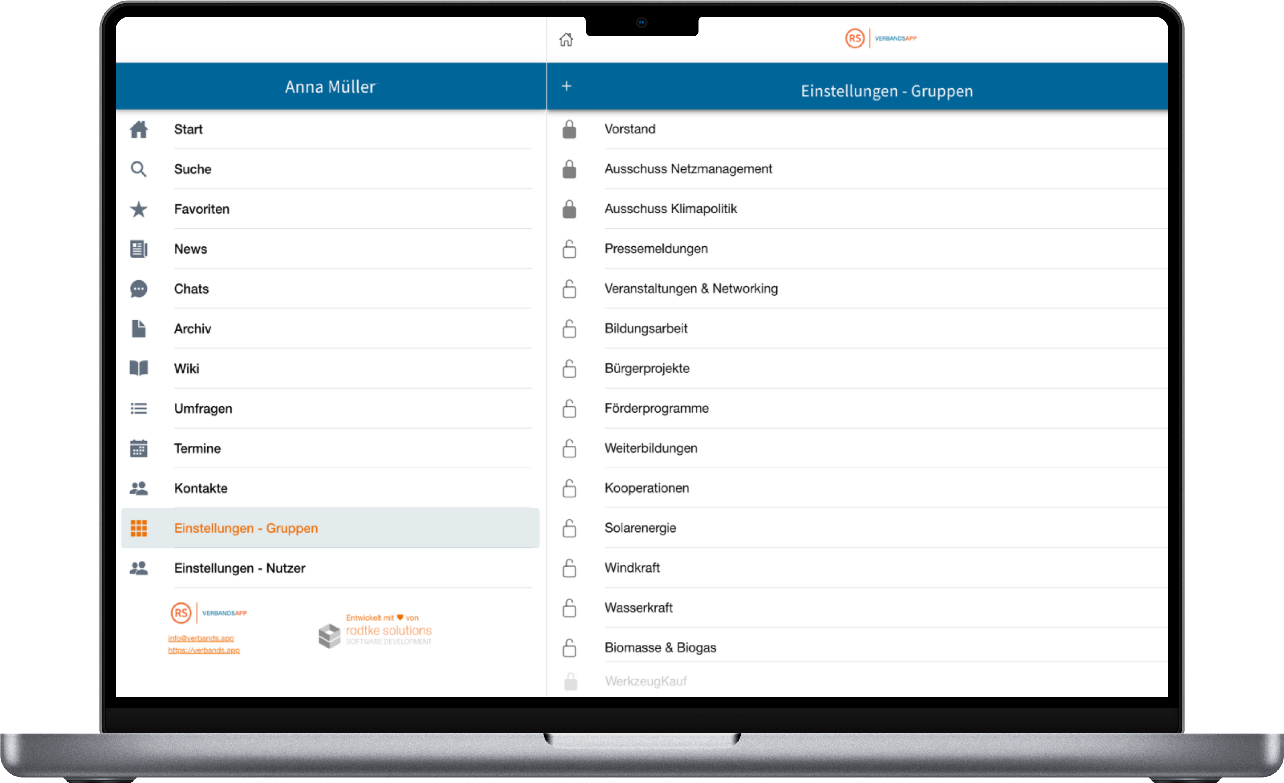 Gruppenfunktion Screenshot