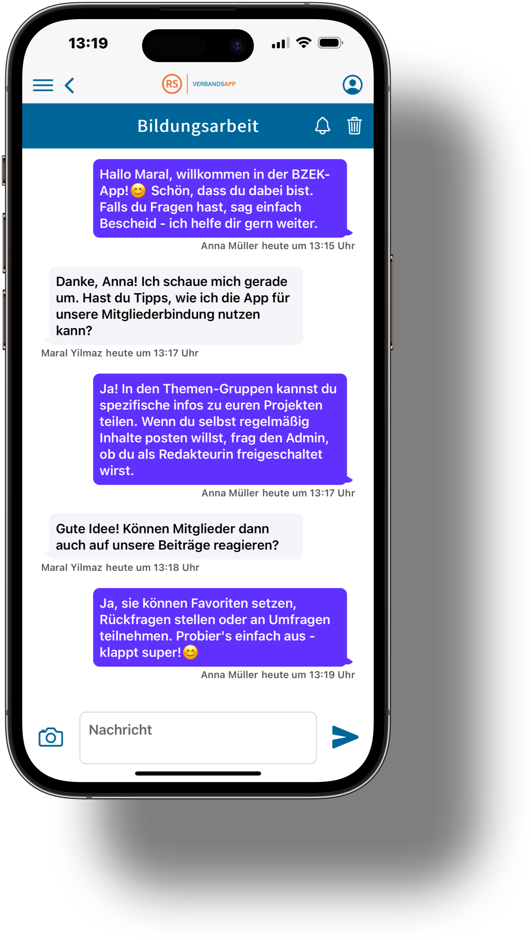 Chatverlauf in der App